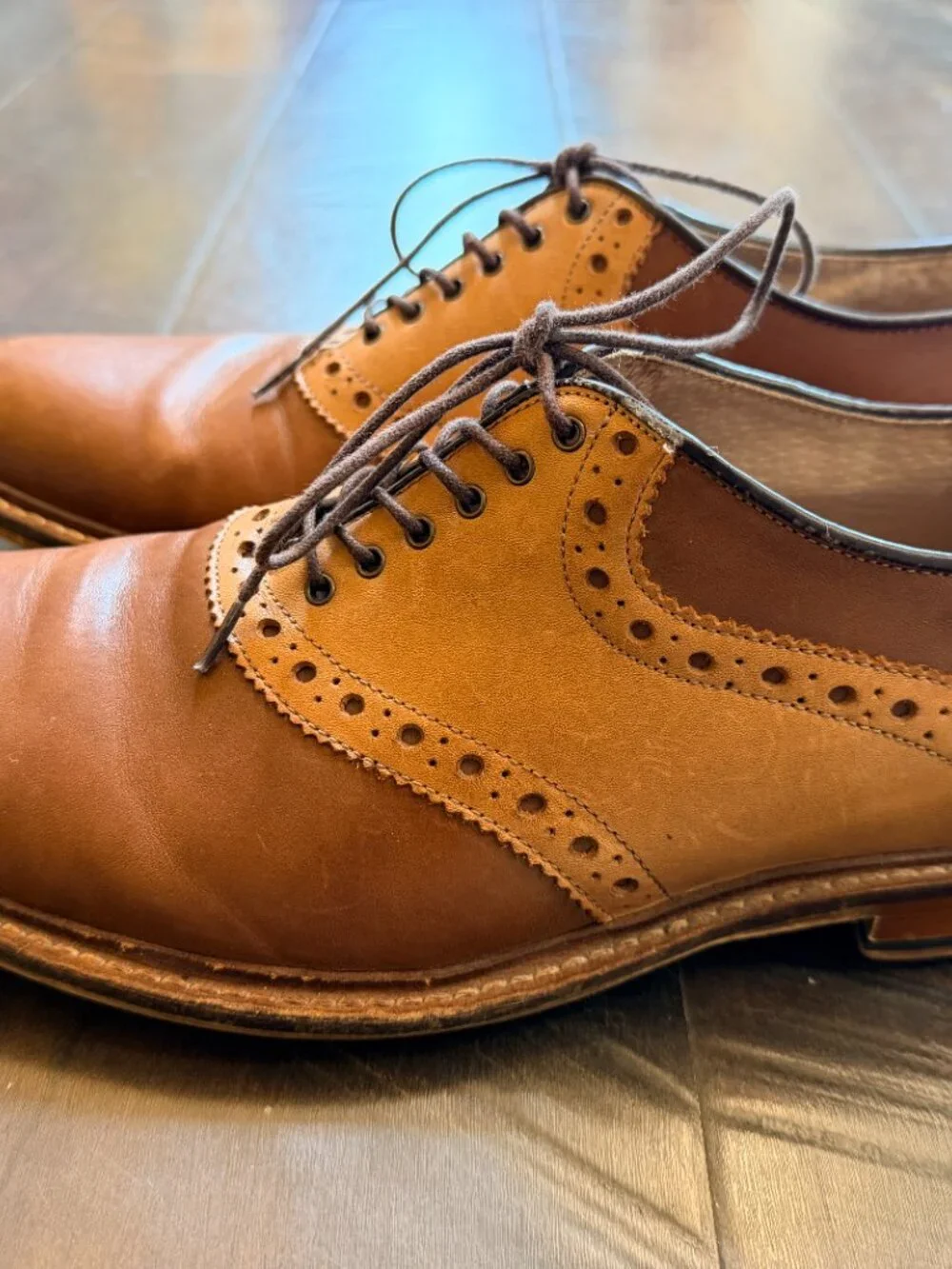 Aston Grey Collection Wingtip Oxford Brown Leather Dress Shoes Men’s 10